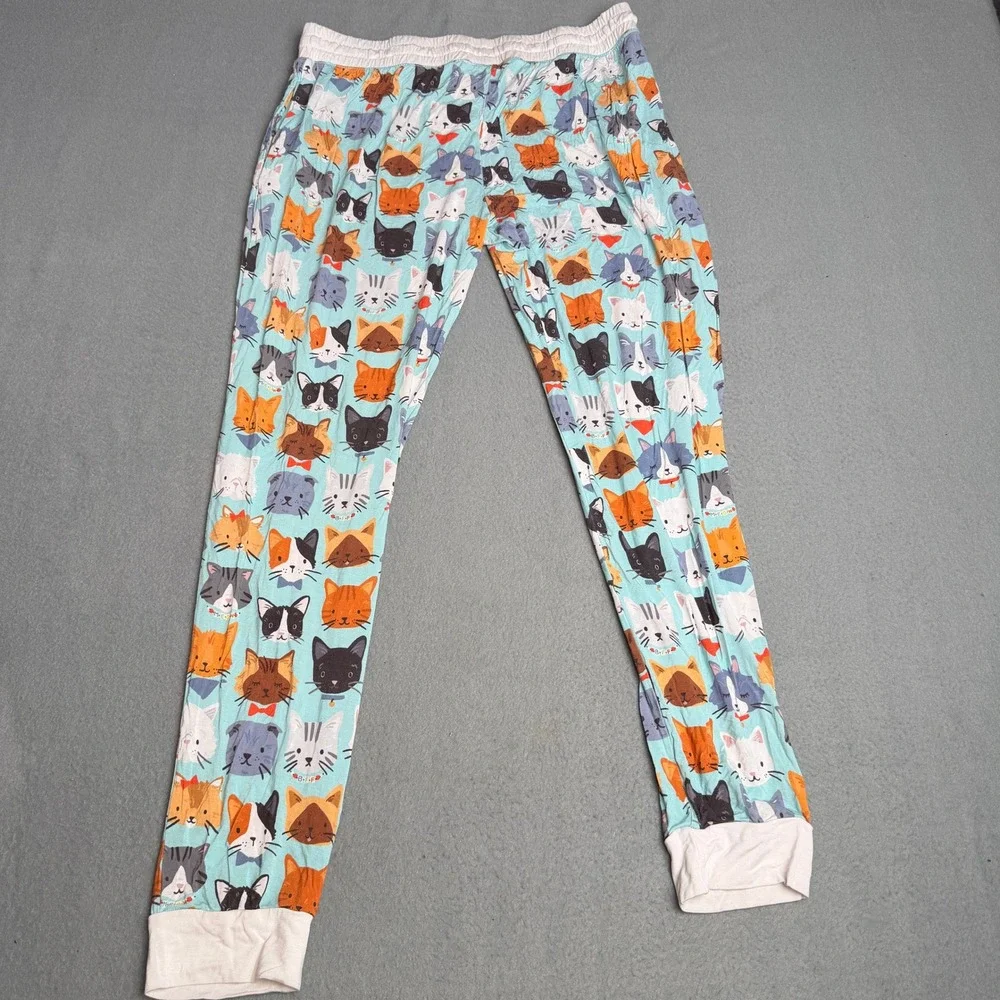 Little Sleepies Cool Cats Bamboo Viscose Pajama Set Womens Medium Blue Henley LS - Picture 13 of 13